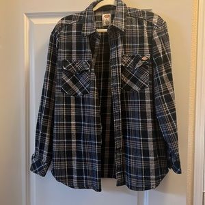 NWOT Large brand new Dickies flannel with black and blue plaid